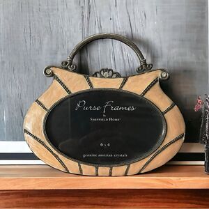 Sheffield home glam purse photo frame peach swirl enamel austrian crystals 6x4
